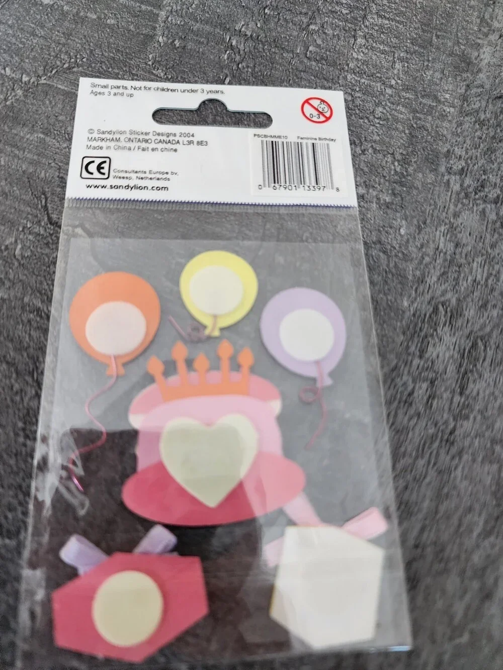 3D Stickers - Birthday Cake Balloons + Sandylion Essentials 3D - NEW RETIRED #28